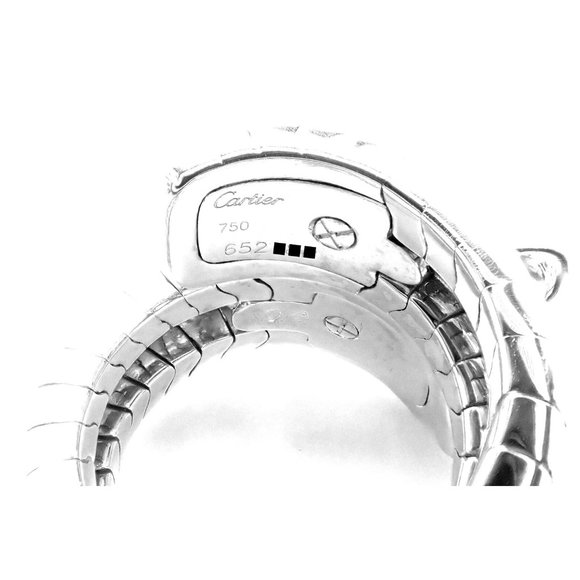 Authentic! Cartier Panther 18k White Gold Diamond Emerald Onyx Band Ring Cert. - Picture 7 of 10